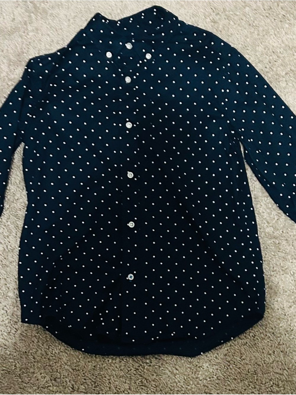 Crewcuts Navy Polka Dot Button-Down Shirt